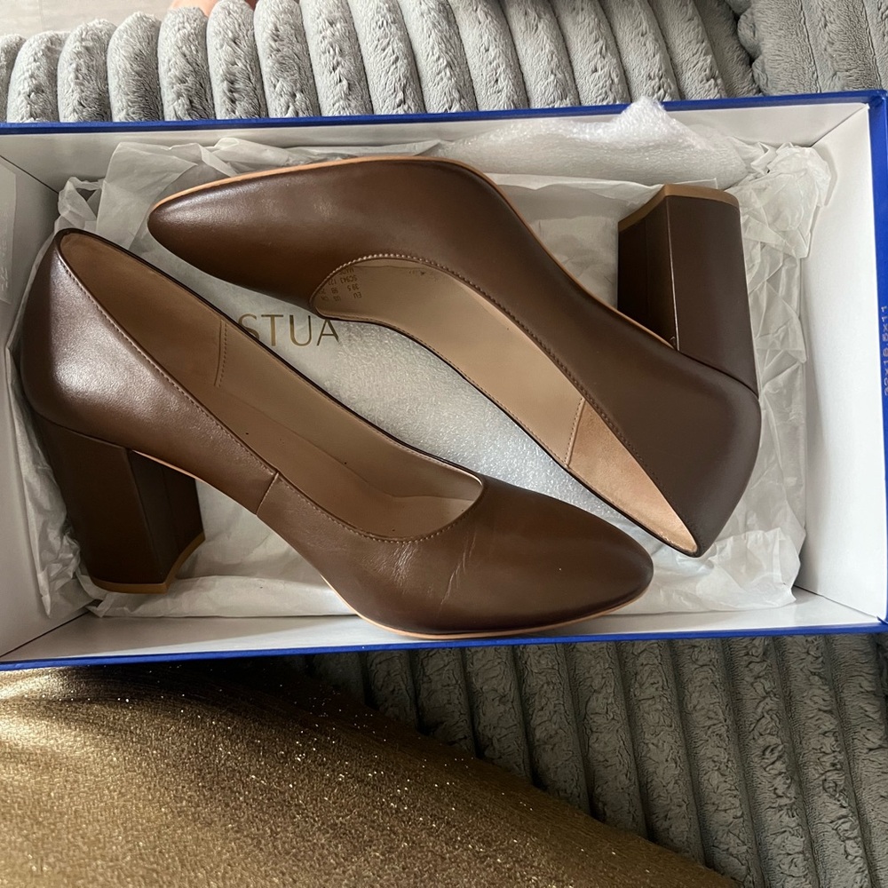 Stuart Weitzman Chocolate Brown Block Heels